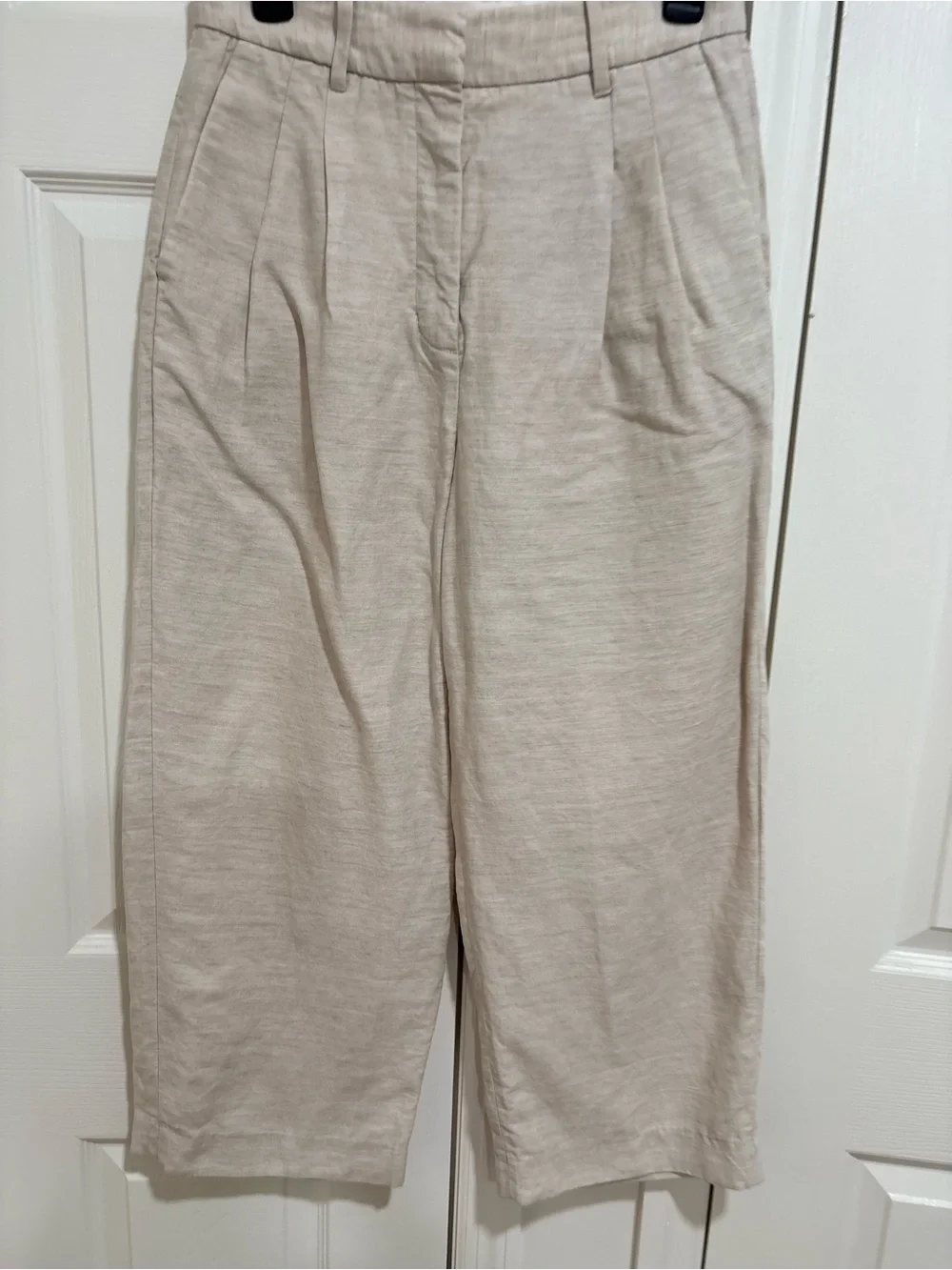 Aritzia Cropped High-Rise Wide-Leg Linen Trousers — Cream
